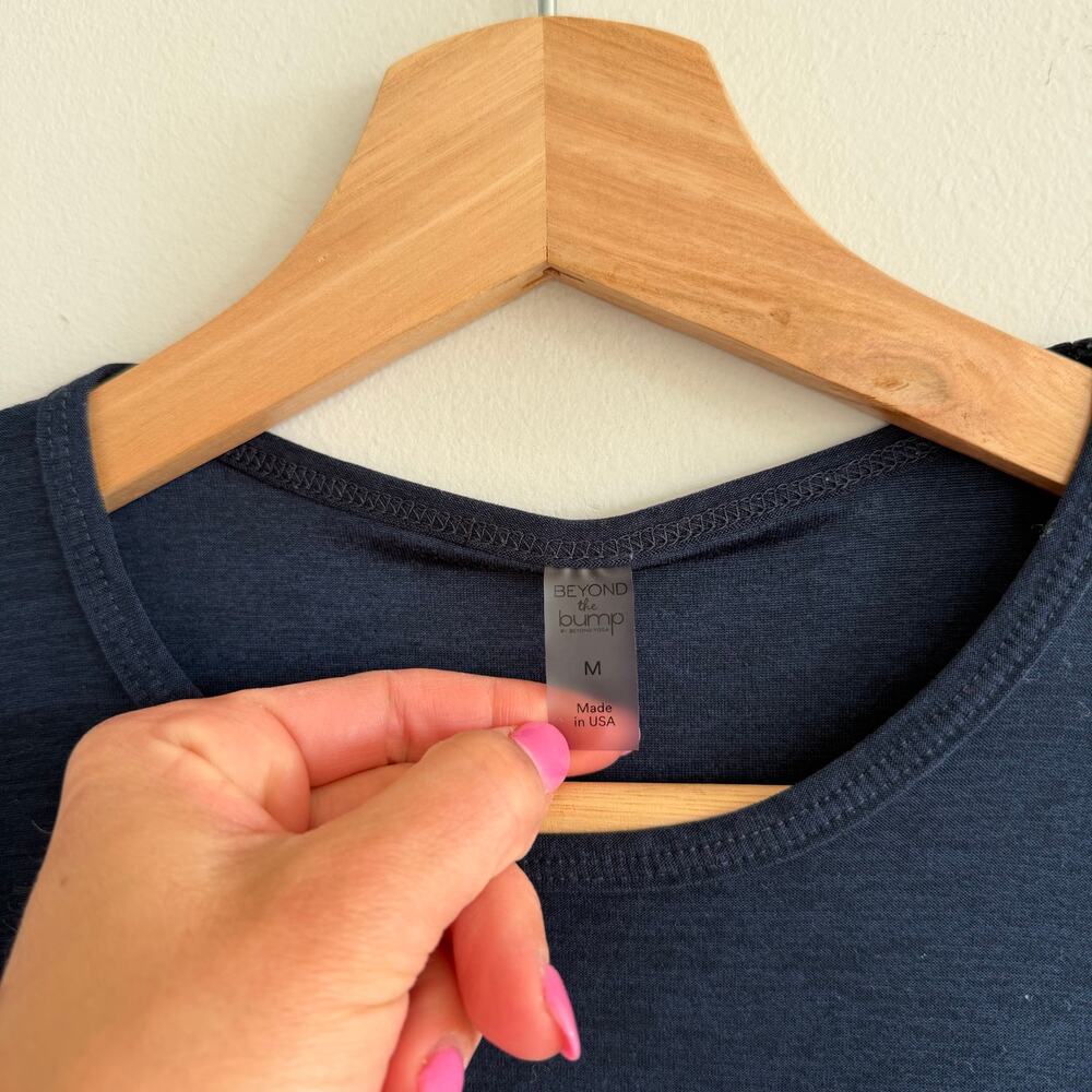 Beyond the Bump by Beyond Yoga Crew Neck Long Sleeve T-Shirt Blue M - Picture 4 of 6